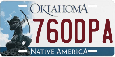 OK license plate 760DPA