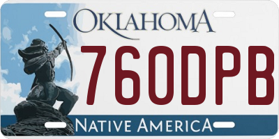 OK license plate 760DPB