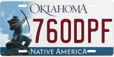 OK license plate 760DPF