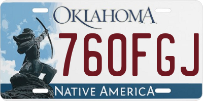 OK license plate 760FGJ