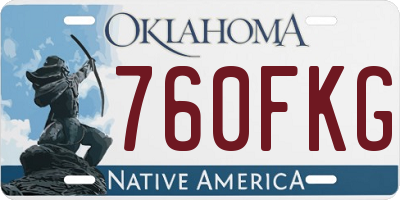 OK license plate 760FKG
