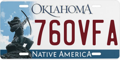 OK license plate 760VFA