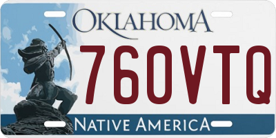 OK license plate 760VTQ
