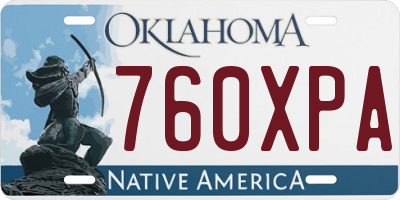 OK license plate 760XPA