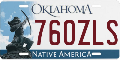 OK license plate 760ZLS