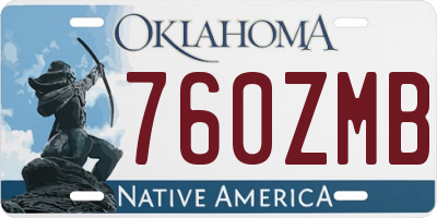 OK license plate 760ZMB