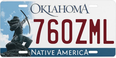 OK license plate 760ZML