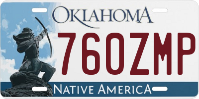 OK license plate 760ZMP