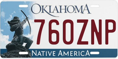 OK license plate 760ZNP