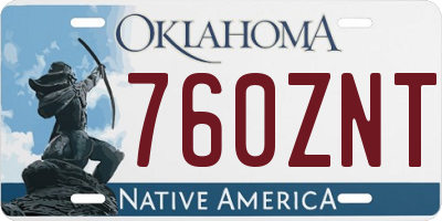 OK license plate 760ZNT