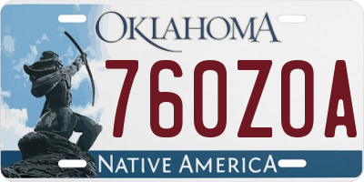 OK license plate 760ZOA