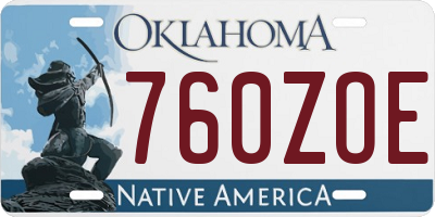 OK license plate 760ZOE