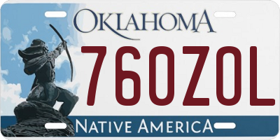 OK license plate 760ZOL