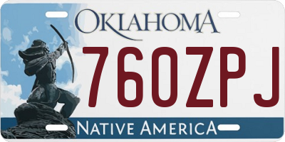OK license plate 760ZPJ