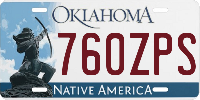 OK license plate 760ZPS