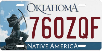 OK license plate 760ZQF