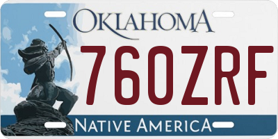 OK license plate 760ZRF