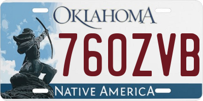 OK license plate 760ZVB