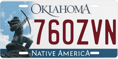 OK license plate 760ZVN