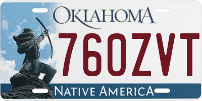 OK license plate 760ZVT
