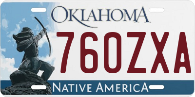 OK license plate 760ZXA