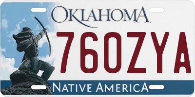 OK license plate 760ZYA