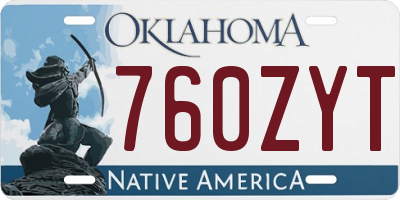 OK license plate 760ZYT