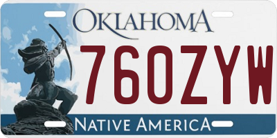 OK license plate 760ZYW