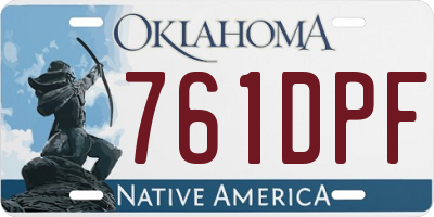 OK license plate 761DPF