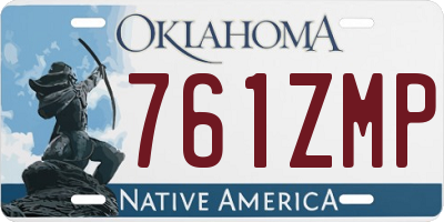 OK license plate 761ZMP