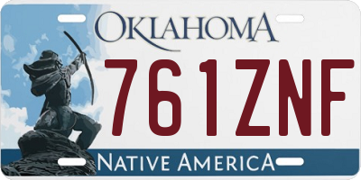 OK license plate 761ZNF