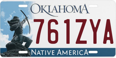 OK license plate 761ZYA