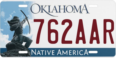 OK license plate 762AAR