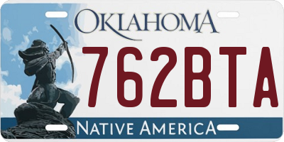 OK license plate 762BTA