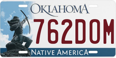 OK license plate 762DOM