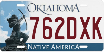 OK license plate 762DXK