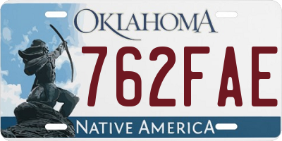 OK license plate 762FAE