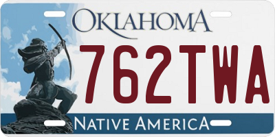 OK license plate 762TWA