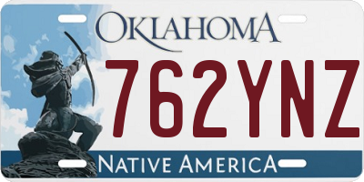 OK license plate 762YNZ