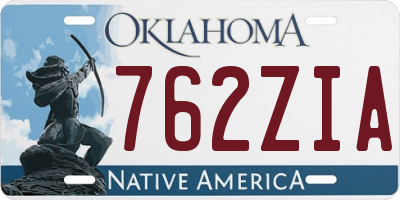 OK license plate 762ZIA