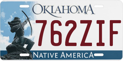 OK license plate 762ZIF