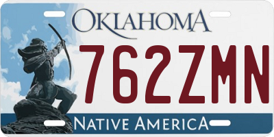 OK license plate 762ZMN