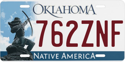 OK license plate 762ZNF