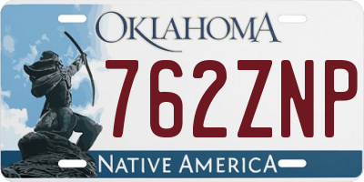 OK license plate 762ZNP