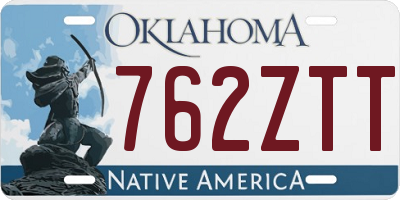 OK license plate 762ZTT
