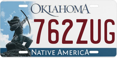 OK license plate 762ZUG