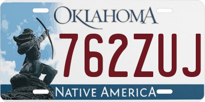 OK license plate 762ZUJ