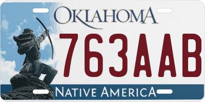 OK license plate 763AAB