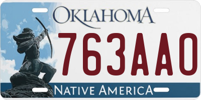 OK license plate 763AAO