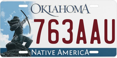 OK license plate 763AAU